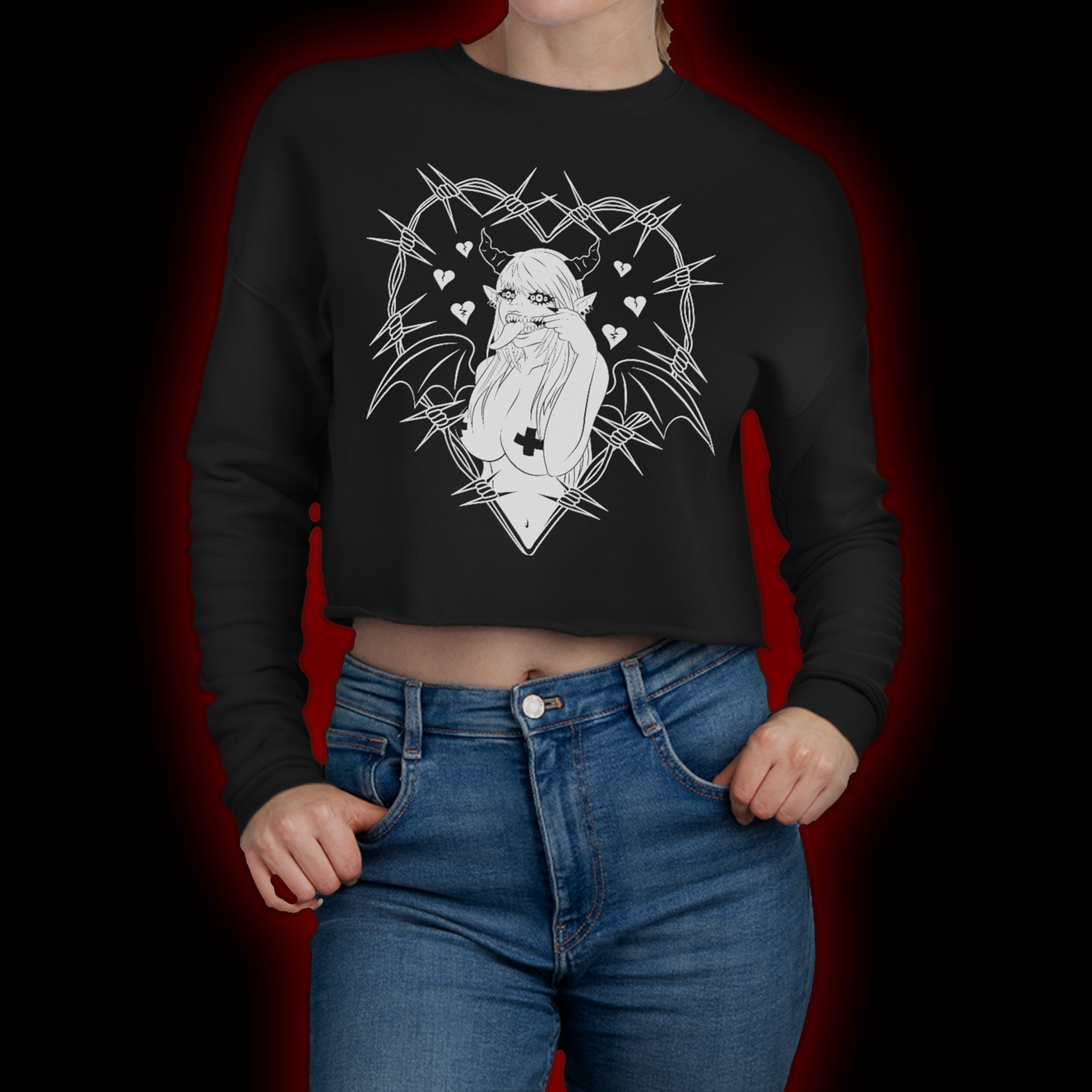 Heart Demon Cropped Sweatshirt