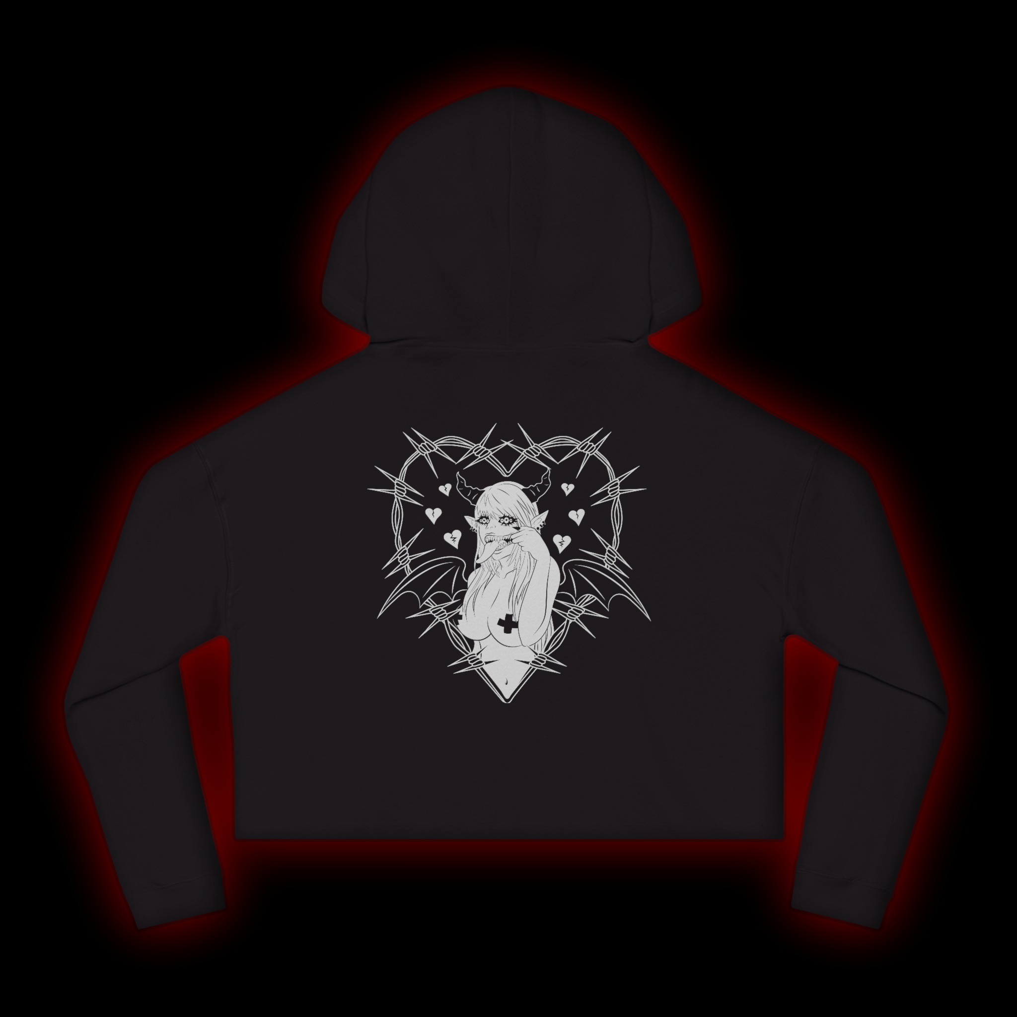 Women’s Demonix Heart Cropped Hoodie